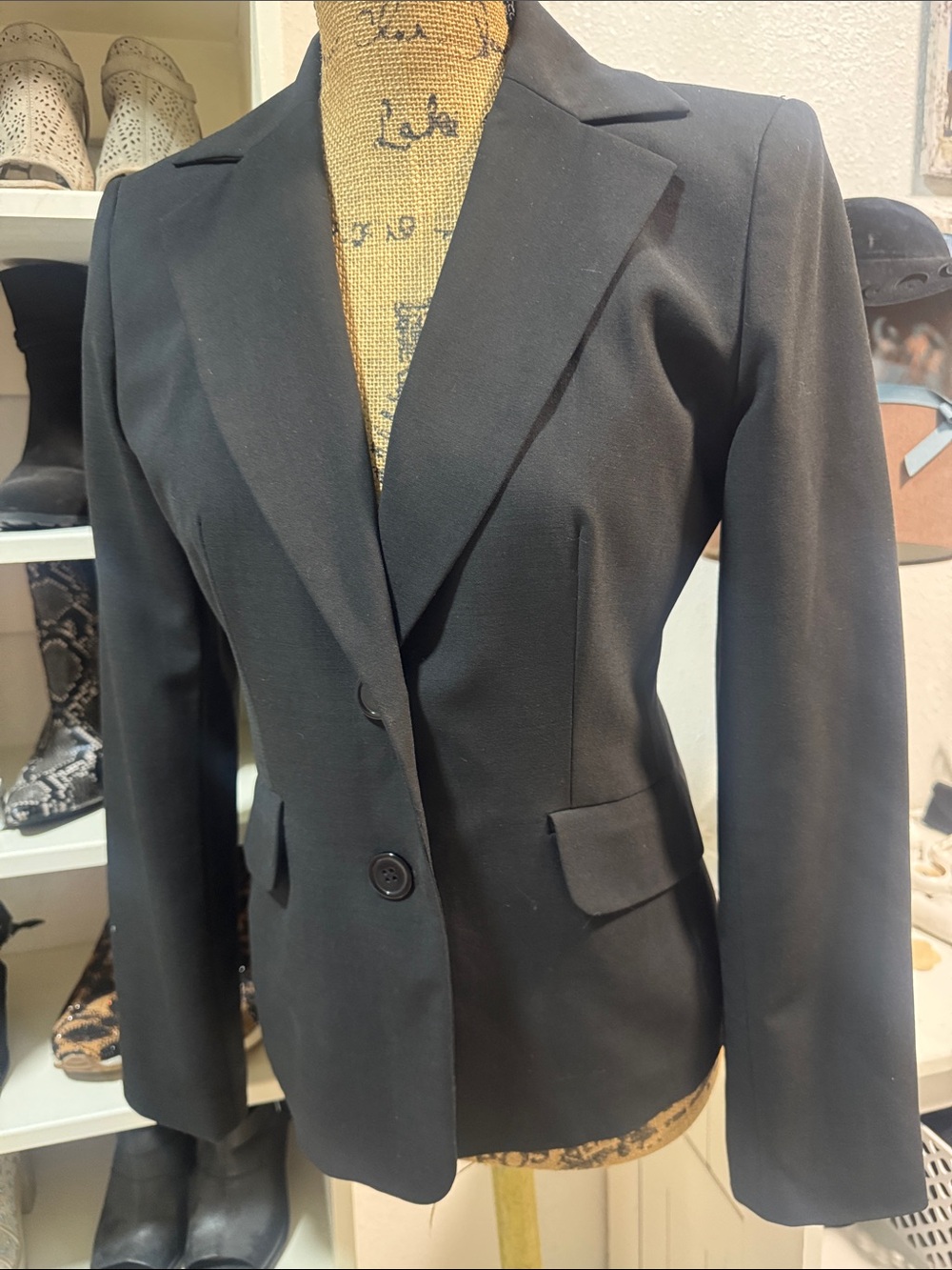 Ann Taylor Black Tailored Two-Button Blazer